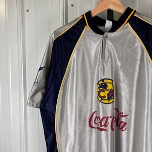 Club America Aguilas Vintage 90s Corona Coca Cola Satin XL Button Jersey